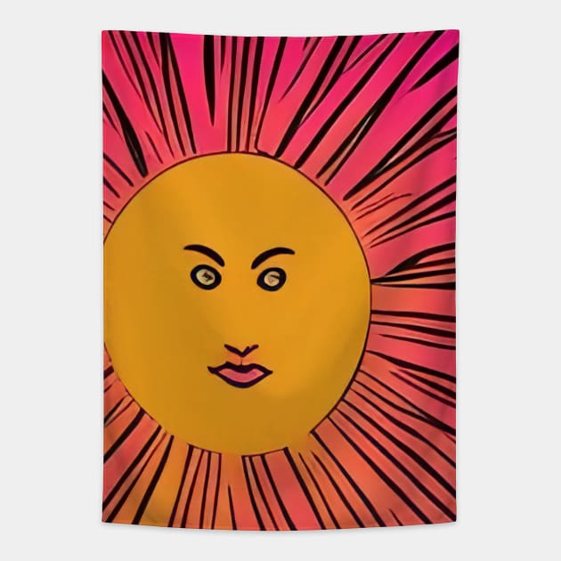 Sun Sunrise Pink And Orange Vintage Boho Sunshine Tapestry by AlienMirror