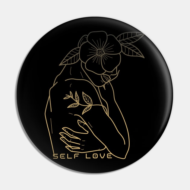 Self love - Self worth Flower Silhouette Pin by Abstract Designs