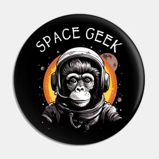 Vintage Space Geek Monkey Ape Chimp Astronaut Pin