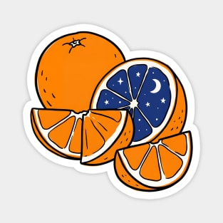 Midnight Citrus – Cosmic Orange Surreal Fruit Art Magnet