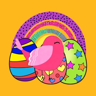 Spring Chick, Easter Eggs, And Boho Rainbow T-Shirt