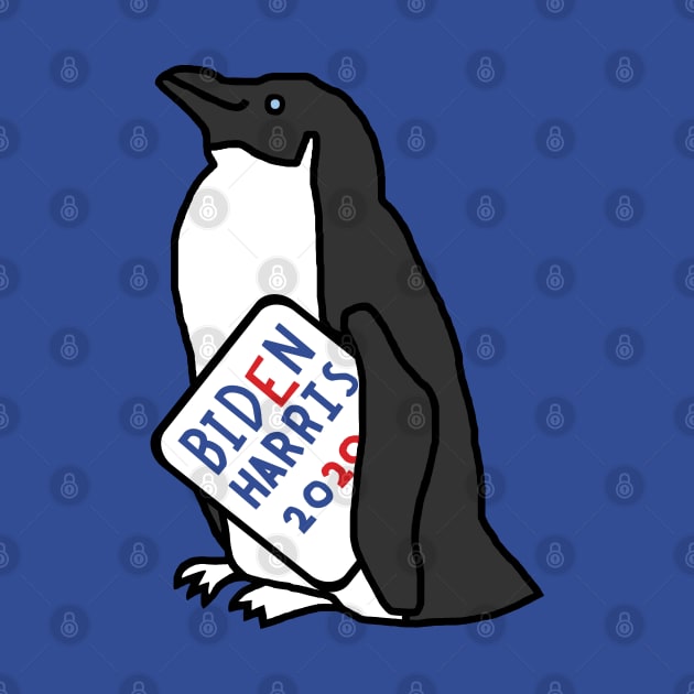 Small Penguin with Biden Harris Sign by ellenhenryart