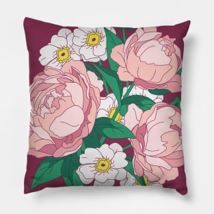 Bouquet of pink peonies Pillow