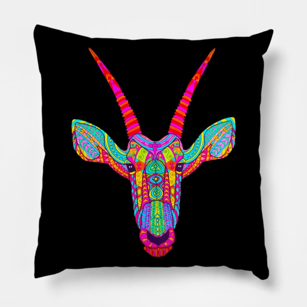 Psychedelic Deer Pillow by Bododobird