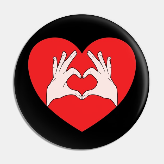 Hands Making Heart Shape Love Sign Language Valentine's Day Pin by Okuadinya