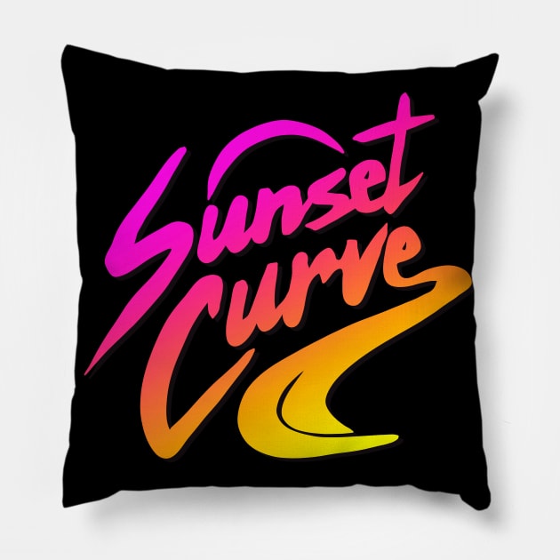 Sunset Retro Vintage Ombré Curves Pillow by acatalepsys 