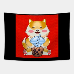 Shiba inu drink boba Tapestry