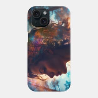 Double exposure portrait of a woman Phone Case