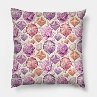 Beige and Pink sea shell vintage pattern Pillow