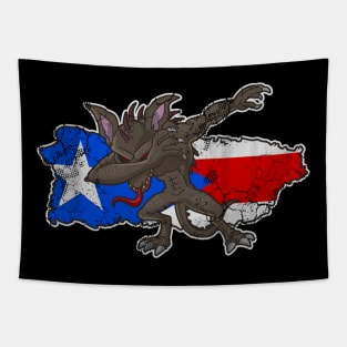 Puerto Rico Chupacabra Flag Vintage Fade Fla Map Tapestry