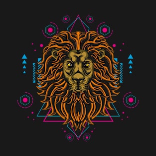 retro lion sacred geometry T-Shirt