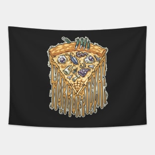 Zombie Hand with Horror Pizza Tapestry