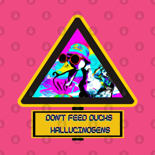 Please don't feed the Crazy Vaporwave Duck with Bucket Hat by Trippy Critters