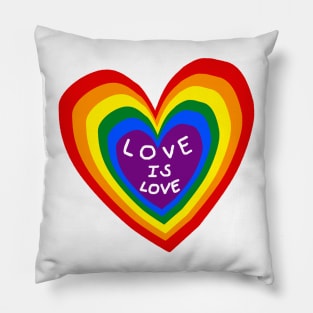 LOVE IS LOVE rainbow heart with rainbow, LGBT Shirt Pillow