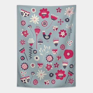 Scandi Birds and Flowers Tapestry