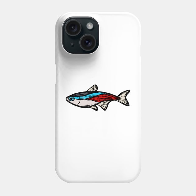 Neon tetra - freshwater aquarium fish Phone Case by DigitalShards