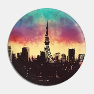 Tokyo tower abstract pop art cityscape Pin