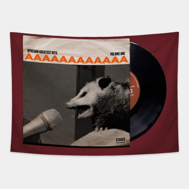 Opossum Greatest Hits Vintage Vinyl Tapestry by chilangopride