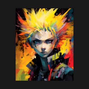 Edgy anime protagonist with blonde spiky hair T-Shirt