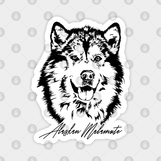 Alaskan Malamute sleddog dog portrait Magnet by wilsigns