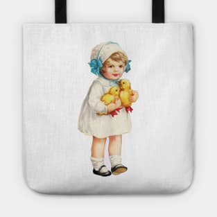 Vintage Easter Girl with Chicks Tote