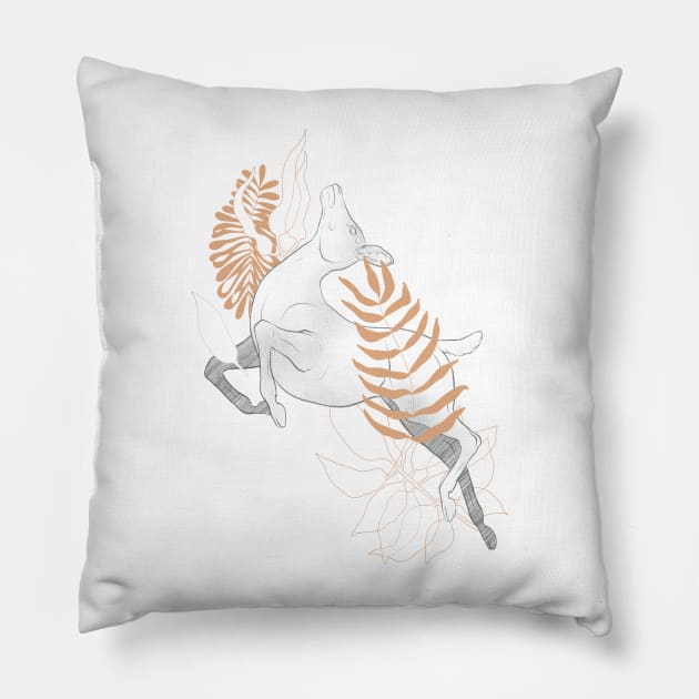 Deer Abstract Sketch Composition Pillow by Taisiia