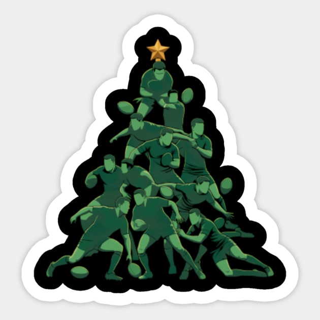 Tree Rugby Players s - Funny Christmas Rugby - Sticker | TeePublic