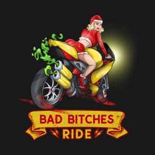 Bad Bitch Mrs Santa Motorbike T-Shirt