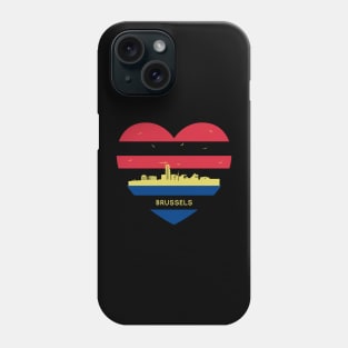 Belgium Skyline cityscape Heart Shape Birds Flying Brussels Phone Case