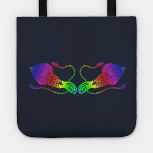 Rainbow Squids - colorful animal art Tote