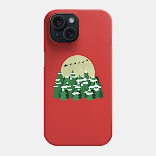 Santa's Sleigh with Christmas Trees and Full Moon Phone Case