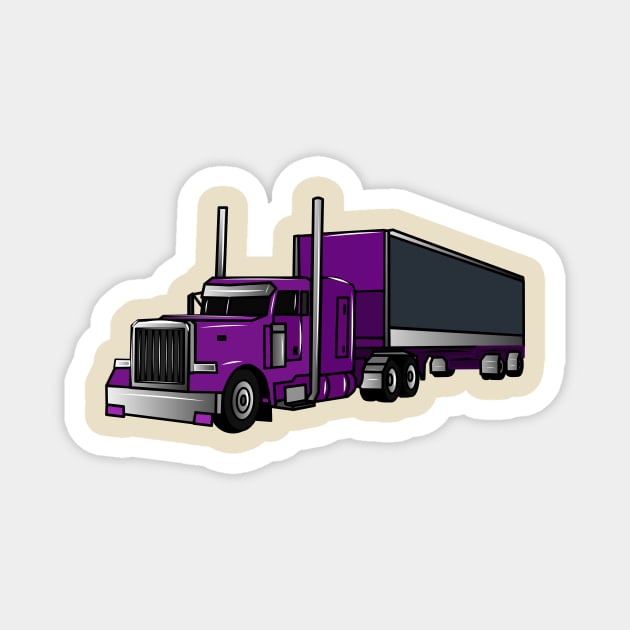 Semi-trailer truck cartoon illustration Magnet by Miss Cartoon