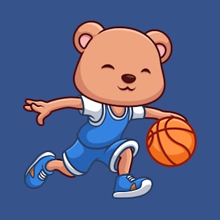 Basketball Bear Cute Cartoon T-Shirt