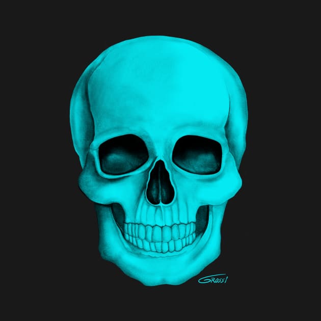 Turquoise Skull (On Dark Background) by GDGCreations