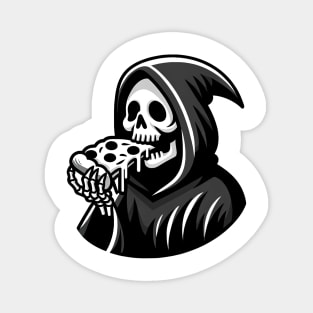 grim reaper eating slice a pizza Magnet