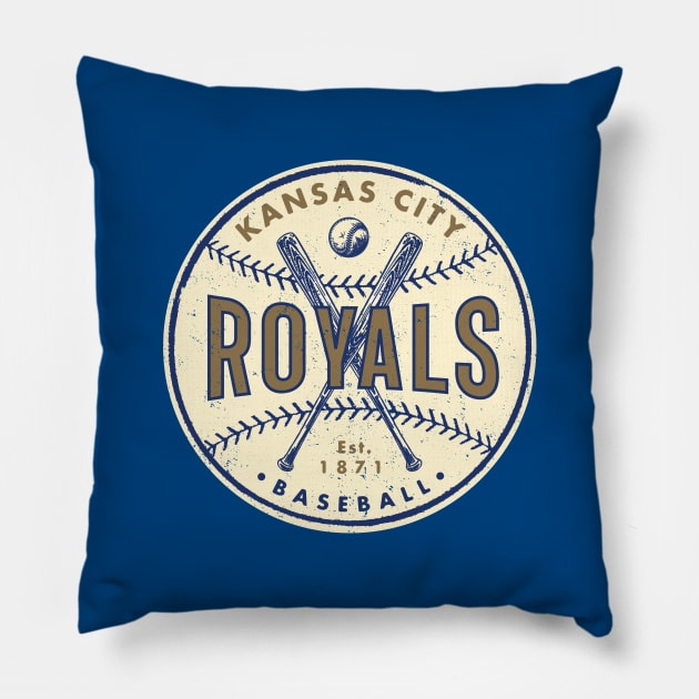 Kansas City Royals Crossed Bats by © Buck Tee Originals Pillow by Buck Tee