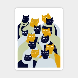 Cats with a mission yellow and blue Magnet