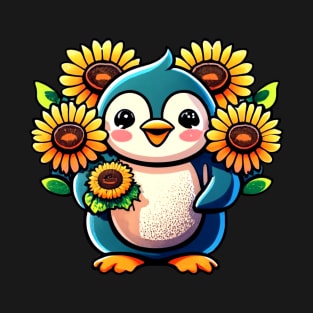 Sunflower Skies with a Penguin's Surprise T-Shirt