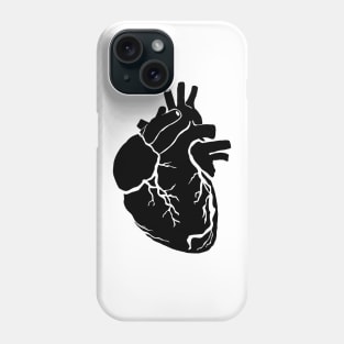 Anatomical heart design, black Phone Case