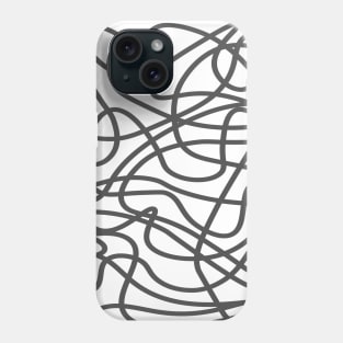 Grey random abstract doodle lines pattern design Phone Case