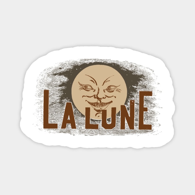 Moon Face with the French phrase, "La Lune" Magnet by pelagio