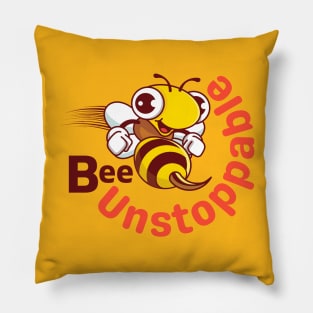 Be Unstoppable - Cute Smiling Bee Moving Fast About To Sting Pillow