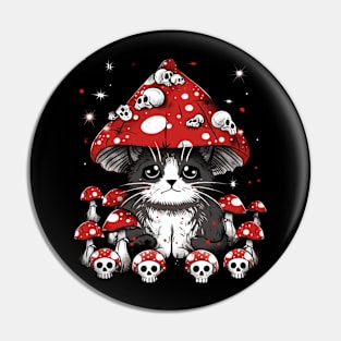 Cat Mushroom Exploration Paws in Paradise Pin