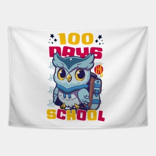 100 days of school featuring a Cute owl with a bagpack #1 Tapestry