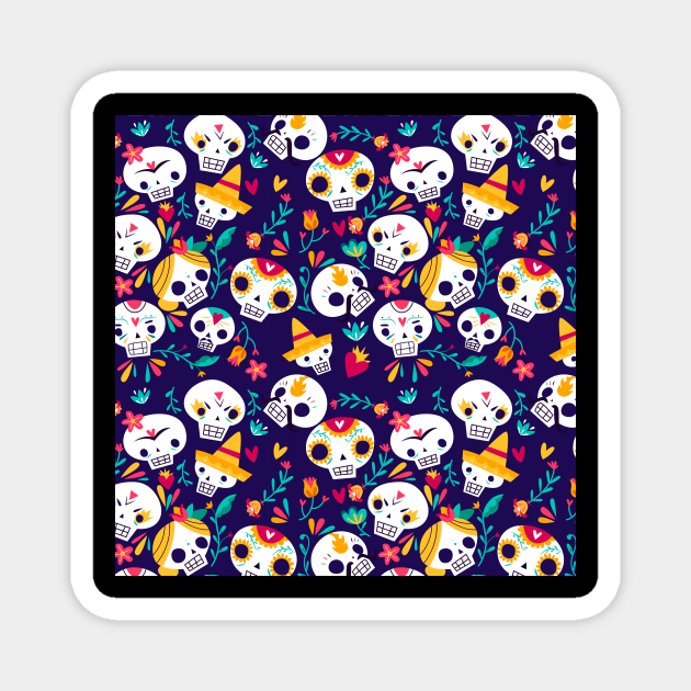 Sugar Skull Pattern Magnet by aquariart