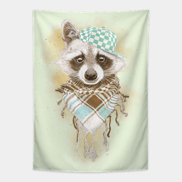 Rocco Raccoon - earth tones Tapestry by ronnkools