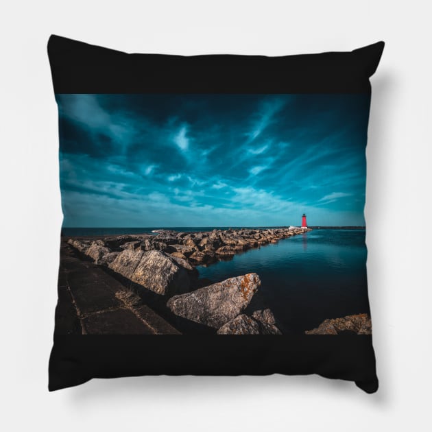 Manistique East Breakwater Light Pillow by ElevatedCT