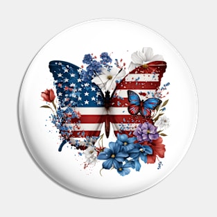 Patriotic Butterfly, 4th of July Design Pin