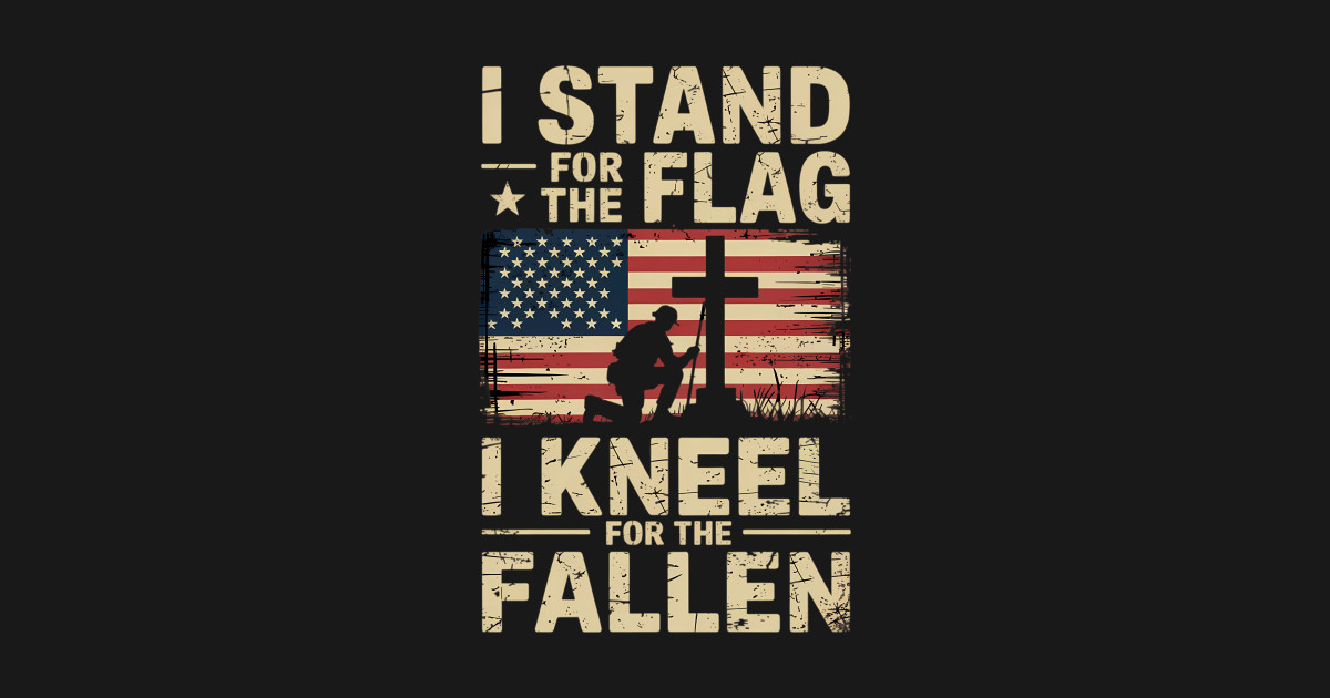 T-shirt Manches Longues Patriotique 'I Stand For The Flag I Kneel For The Cross' - Tee Hunt