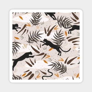 Wilderness with Exotic Plants and Big Cats in Earthy, Natural Shades Magnet